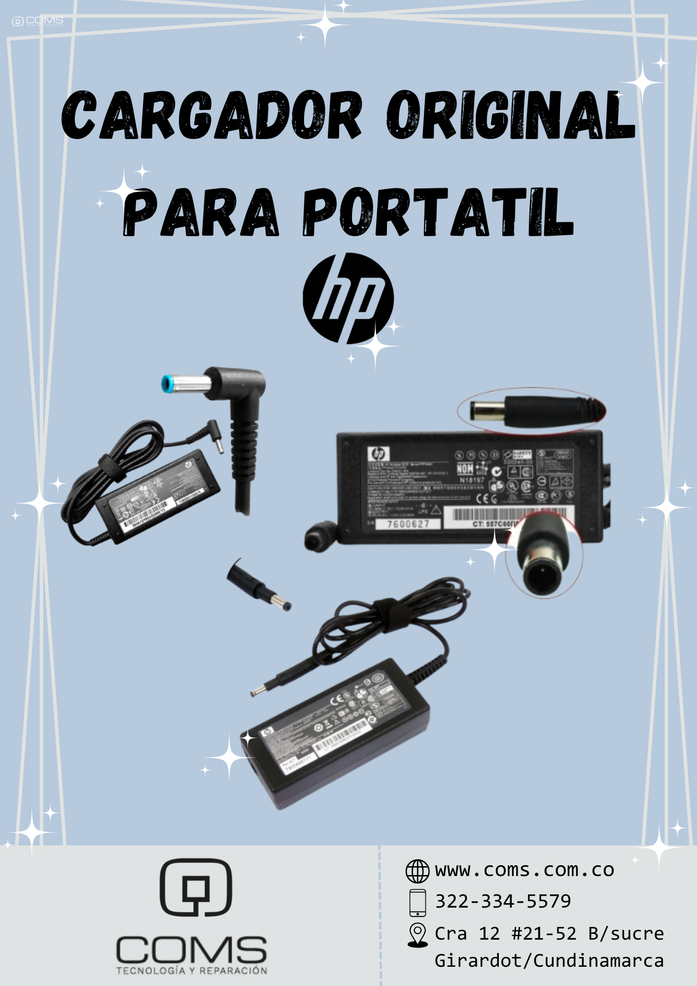 CARGADOR ORIGINAL PORTATIL HP